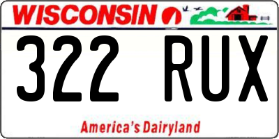 WI license plate 322RUX