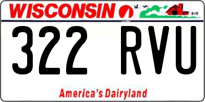 WI license plate 322RVU