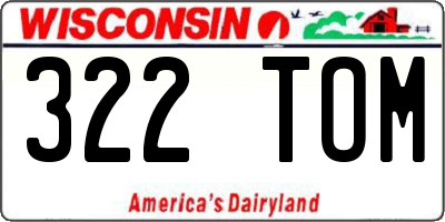WI license plate 322TOM