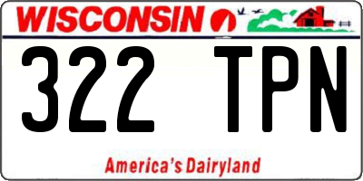 WI license plate 322TPN