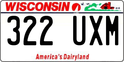 WI license plate 322UXM