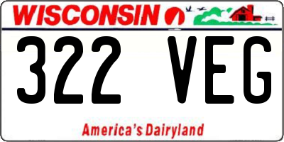 WI license plate 322VEG