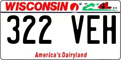 WI license plate 322VEH