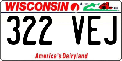 WI license plate 322VEJ