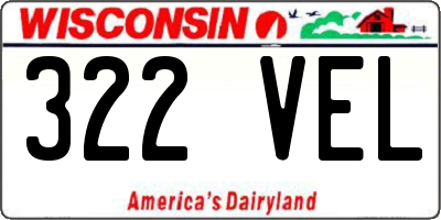WI license plate 322VEL
