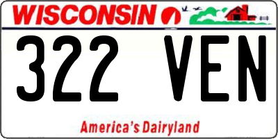 WI license plate 322VEN
