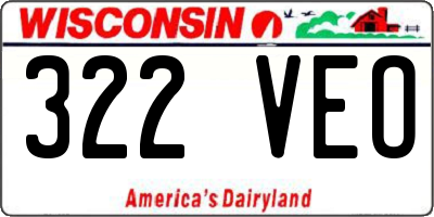 WI license plate 322VEO