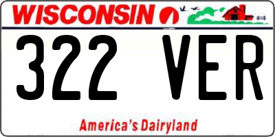 WI license plate 322VER