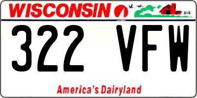 WI license plate 322VFW