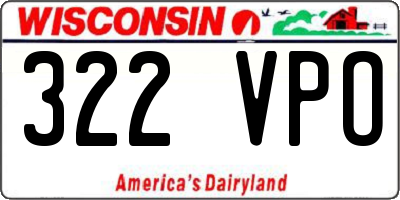 WI license plate 322VPO