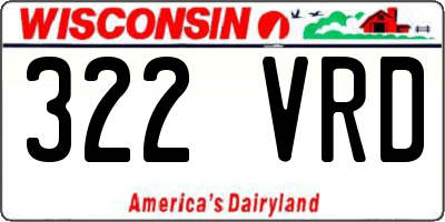 WI license plate 322VRD