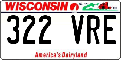 WI license plate 322VRE