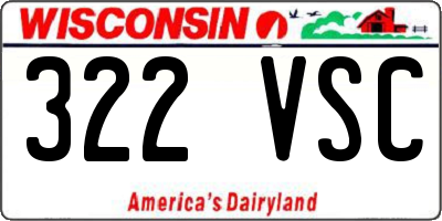 WI license plate 322VSC