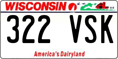WI license plate 322VSK