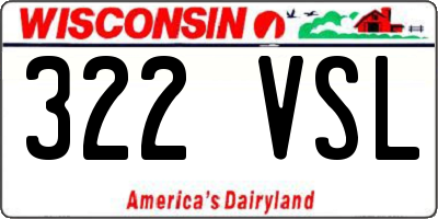 WI license plate 322VSL