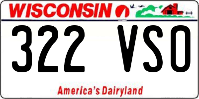 WI license plate 322VSO
