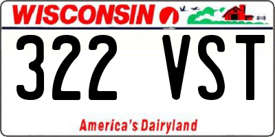 WI license plate 322VST