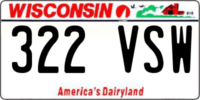 WI license plate 322VSW