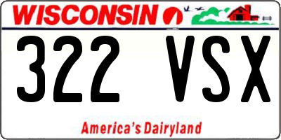 WI license plate 322VSX