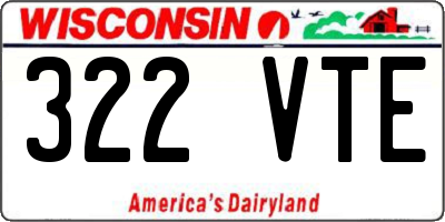 WI license plate 322VTE