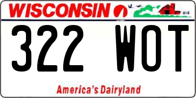 WI license plate 322WOT