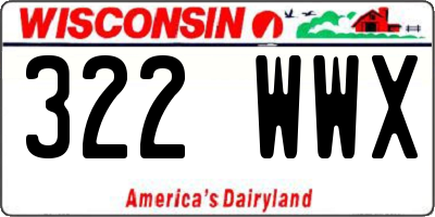 WI license plate 322WWX