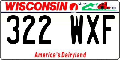 WI license plate 322WXF