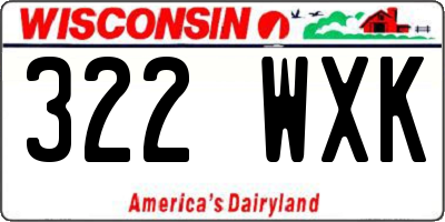 WI license plate 322WXK