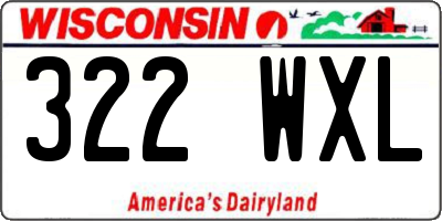 WI license plate 322WXL