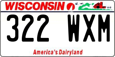 WI license plate 322WXM