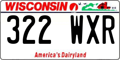 WI license plate 322WXR