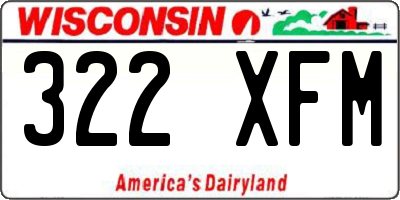 WI license plate 322XFM