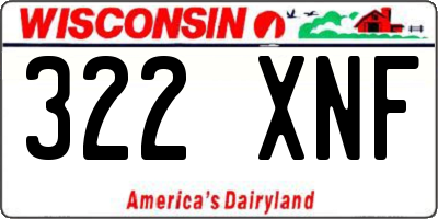 WI license plate 322XNF