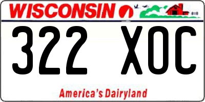 WI license plate 322XOC
