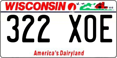 WI license plate 322XOE