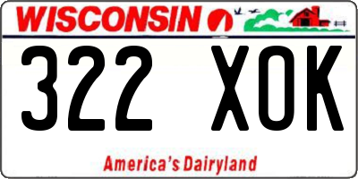 WI license plate 322XOK