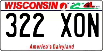 WI license plate 322XON