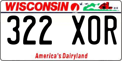 WI license plate 322XOR