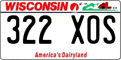 WI license plate 322XOS