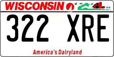WI license plate 322XRE