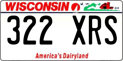WI license plate 322XRS