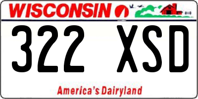 WI license plate 322XSD