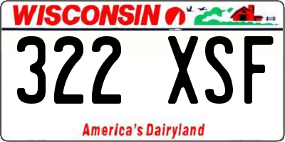 WI license plate 322XSF