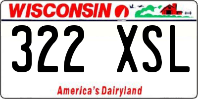 WI license plate 322XSL