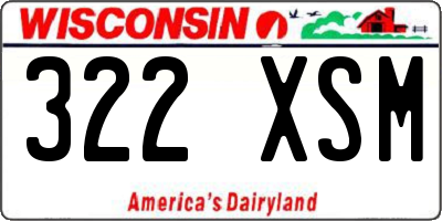WI license plate 322XSM