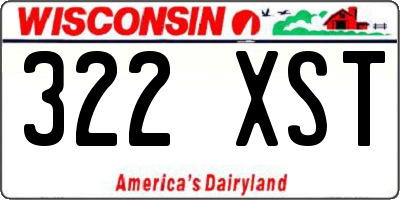 WI license plate 322XST