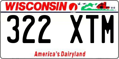 WI license plate 322XTM
