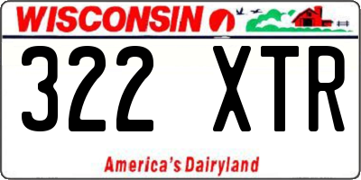 WI license plate 322XTR