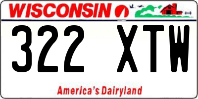WI license plate 322XTW