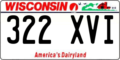 WI license plate 322XVI